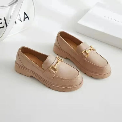 New Lefu Slippers Summer Spring Women's Home Anti-slip Vintage British Style Net Red Vintage Small Golden Buckle Head Shoes