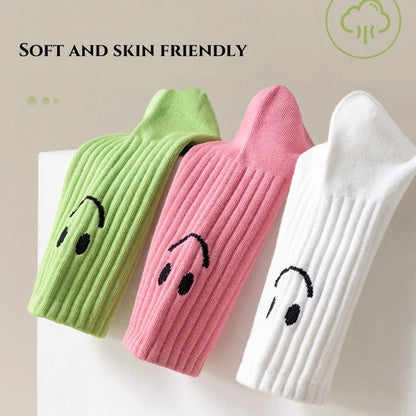 Women Socks Smiling Face Designer Sock Women Solid Dopamine Funny Socks Japan/Korean Sock Couple Mid-tube Sock Sport Casual Sock