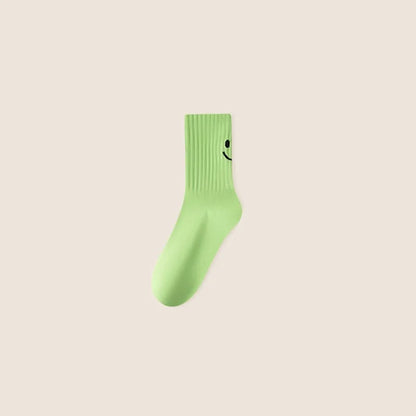 Women Socks Smiling Face Designer Sock Women Solid Dopamine Funny Socks Japan/Korean Sock Couple Mid-tube Sock Sport Casual Sock