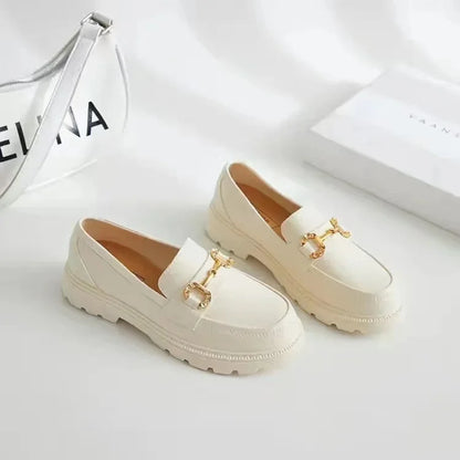 New Lefu Slippers Summer Spring Women's Home Anti-slip Vintage British Style Net Red Vintage Small Golden Buckle Head Shoes